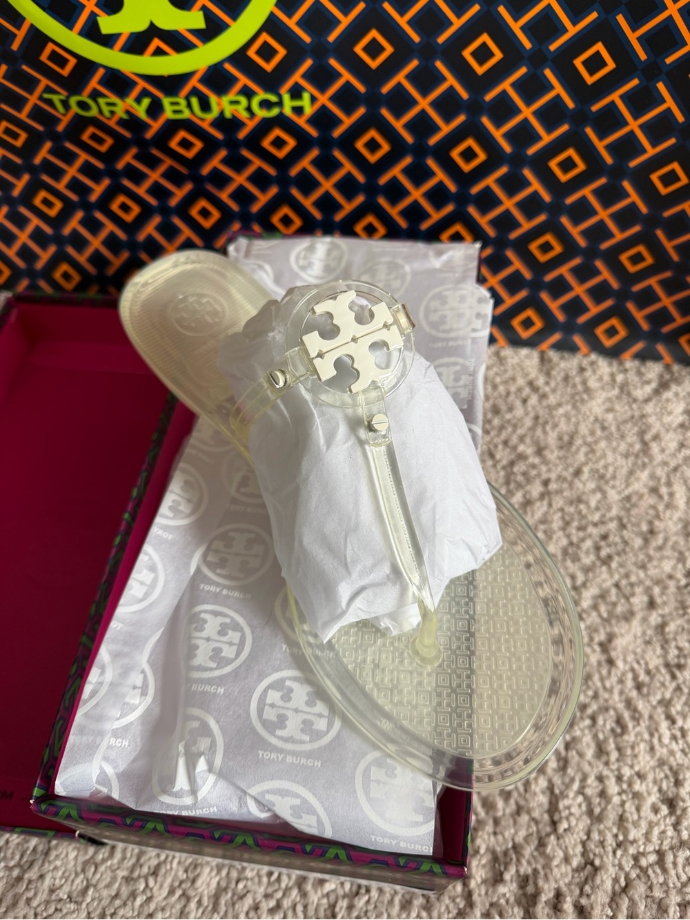 Tory Burch Mini Miller Jelly Sandal Clear Size 10